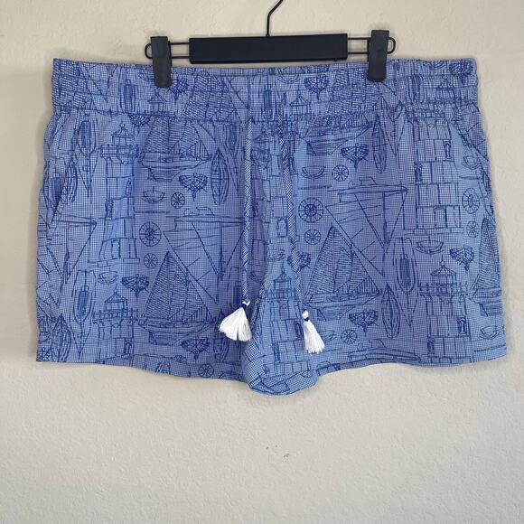 Vineyard Vines Blue Coastal Printed Cotton Pull-on Shorts - Size XL - Picture 1 of 6